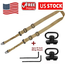 Rifle Sling 2 Point Sling Adjustable Length with 2pcs Sling Mlock Swivels Mount