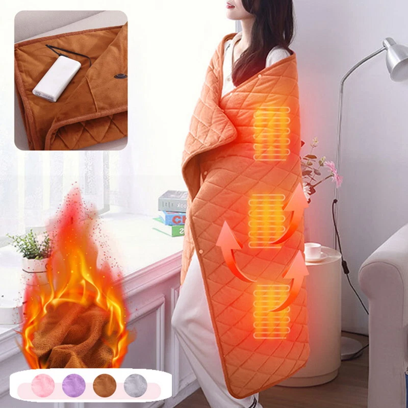 USB Large Electric Blanket Winter Bed Warmer Heating Shawl Pad Heated  Blanket UK | eBay