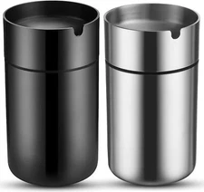 2 Pieces Car Cup with Lid Portable Cup Holder for Car Mini Trash Can Stainless S