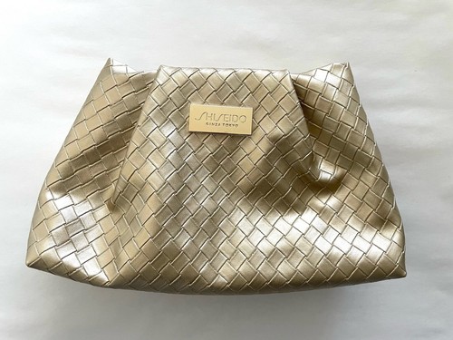 Shiseido Ginza Tokyo Gold Embossed Clutch Pouch Bag NWOT