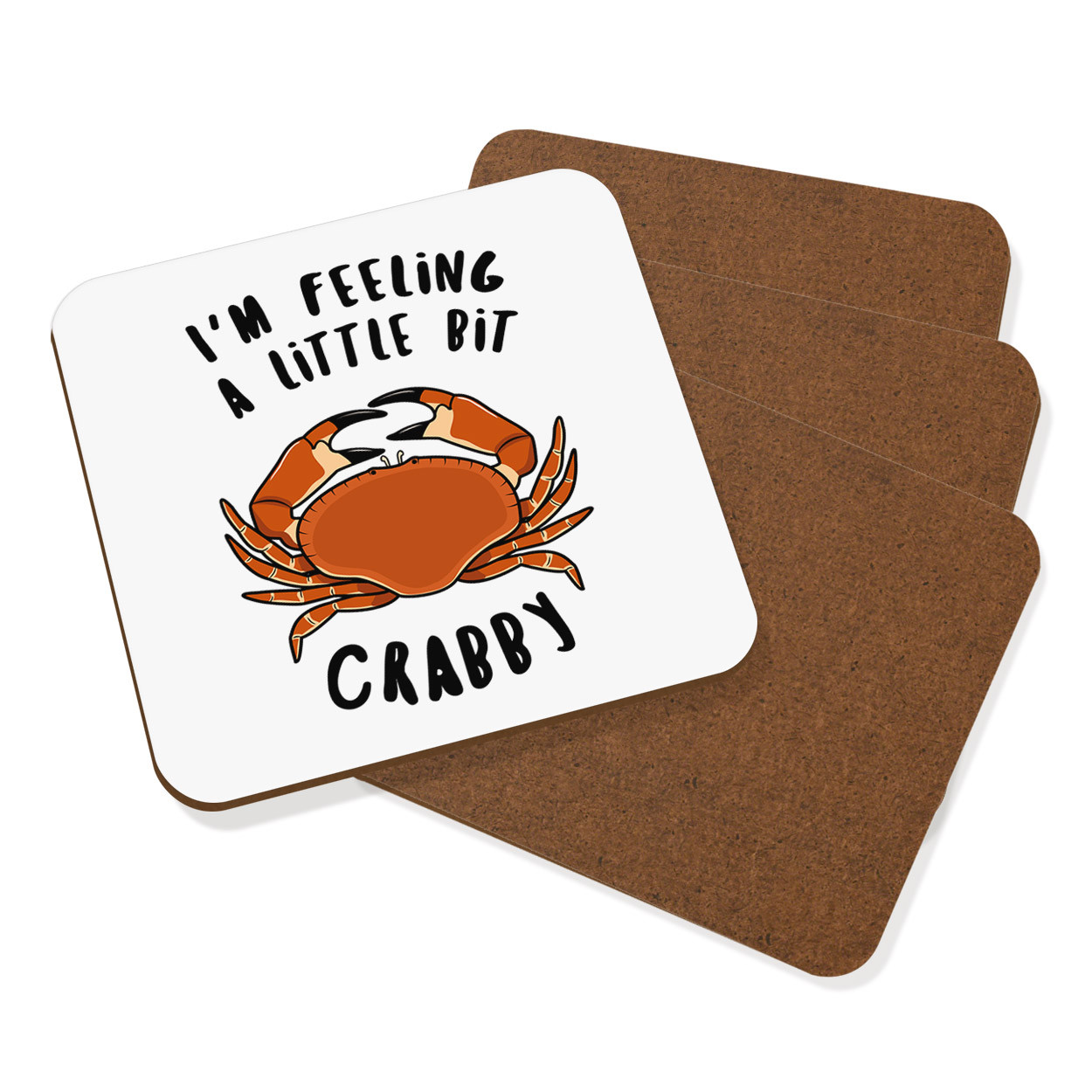 I'm Feeling A Bit Crabby Coaster Drinks Mat Set Of 4 - Funny Crab Joke