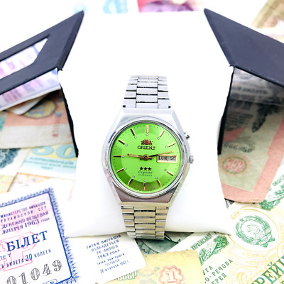   Armbanduhr Orient Automatik Kalender Kristall AAA Japan Vintage Service  