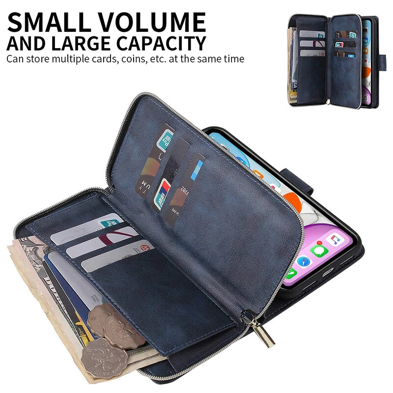For Nokia 3 Wallet Case 9Card Zipper Slots Kickstand Flip Leather Phone Case - Image 2 of 4