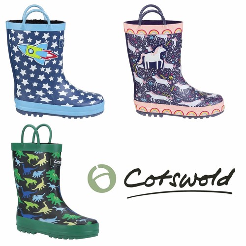 Cotswold Virutas Niña Niño Botas de Agua Forro Polar Júnior Wellies | eBay