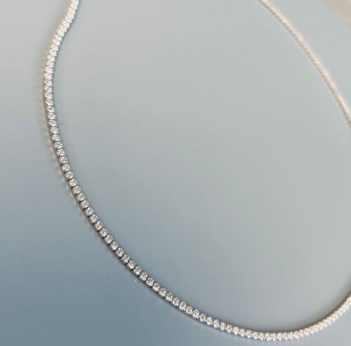"Collana Choker Tennis Choker Eternity Diamante Taglio Rotondo 12Ct Placcata Oro Bianco 18K 16" - Foto 5 di 8