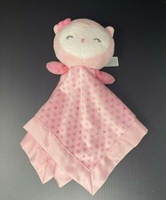 Carters Child of Mine Pink Owl Baby Lovey Security Blanket Hearts Satin Rattle
