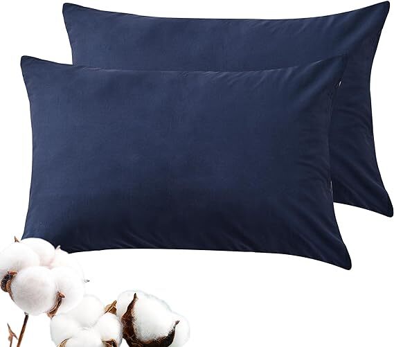 100 Luxury Cotton Pillowcases(Set of 2),1200 Thread Count Super Soft