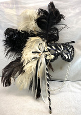 VINTAGE MARDI GRAS MASK WITH FEATHERS