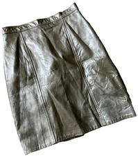 Firenze Santa Barbara Leather Skirt USA Made Genuine Size 10 Brown Lined Y2K EUC
