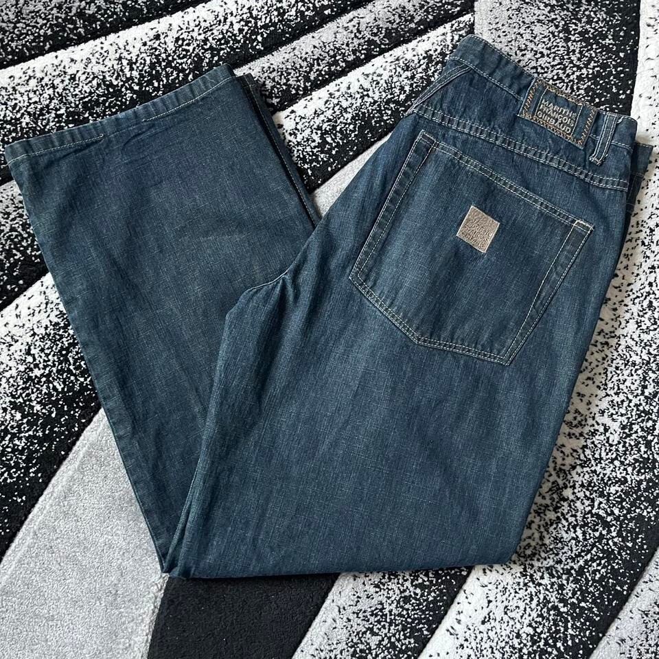 Pantalon Large En Velours Ocre Girbaud - Taille 34 - Style Y2K Plissé - Occasion Très Bon état