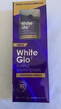 White Glo Purple Tooth Toner Whitening Serum Instant Colour Corrector Mint J