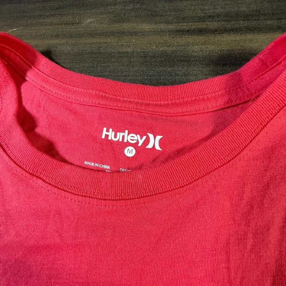 Camiseta Hurley Gráfica Puesta de Sol Surf Camiseta Informal Roja Top Talla M Foto 3 de 4