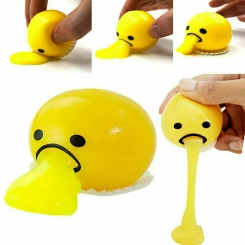 Squishy Puking Egg Yolk Squeeze Ball With Yellow Goop Anti-Stress Relief Toy - Picture 2 of 21