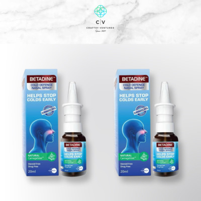 BETADINE Adult Cold Defence Nasal Spray 20ml x 2 Bottles Helps Stop Colds Early