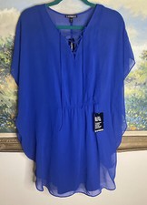 NEW EXPRESS LAYERED ROYAL BLUE MINI SUMMER CHIFFON PARTY DRESS SIZE S