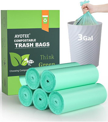 Compost Bags 3 Gallon 125 Packs, Compostable Trash Bags 3 Gallon, Small Biodegra
