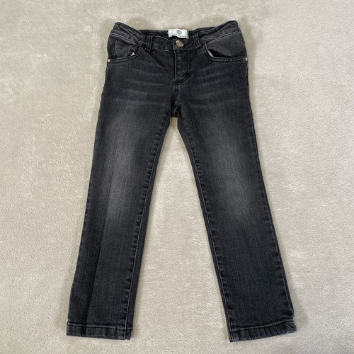 Young Versace Jeans Size 5 Yrs Black Denim Embroidered Logo Adjustable Waist - Picture 2 of 15