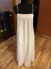 Zara Flowy Textured Dress Ecru 7521/115 Size M Medium NEW Long