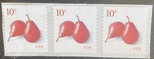 Scott US 5039 Pears 10c Coil Strip of 3 S/A MNH. Free Shipping via USPS First Cl