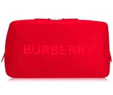 Burberry Logo Clutch Toiletry Bag Cosmetic Pouch Travel Case Red NWT