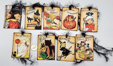 9-Halloween-Retro-Handmade-Junk Journals-Parties-Linen Cardstock-Gift-Hang-Tags