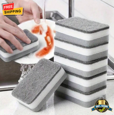 5-Pack Gray Sponges - Durable Cleaning Pads for Kitchen & Household Use