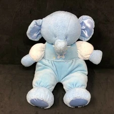 Kids Preferred Blue Elephant Plush Velour Satin Ear Stuffed Animal 13" Lovey