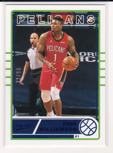 #'d/99 ! Zion Williamson 2020-21 Panini Chronicles Classics bleu parallèle #650 ! - Photo 1 sur 2