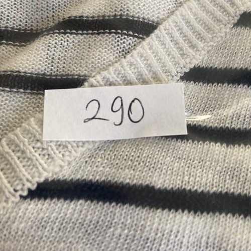 Talbots Medium Blue Striped Linen Light Knit Top Sweater V Neck 3/4 Sleeve - Picture 8 of 8