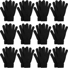 12 Pairs Winter Knitted Magic Gloves Stretchy Full Fingers Gloves Men