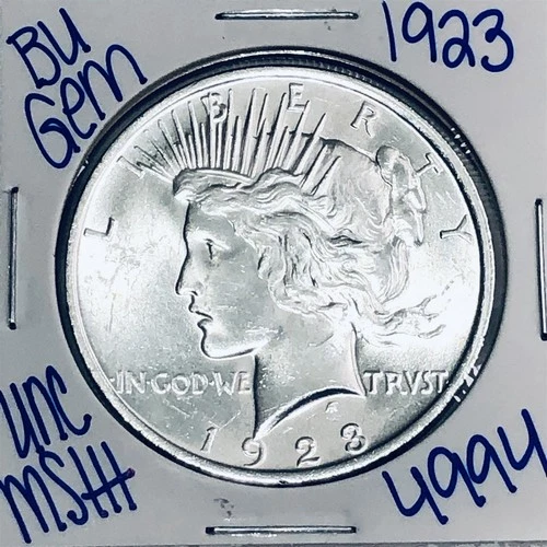 1923 BU UNCIRCULATED SILVER PEACE DOLLAR AUTHENTIC U.S. MINT FREE SHIPPING 4994