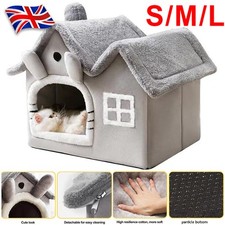Cat Bed Super Soft Large Grey Cat/Dog Igloo Pet Bed Warm House/ Puppy/Kitten UK