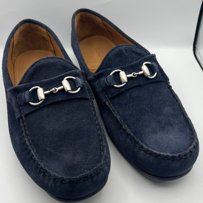 Allen Edmonds Sebastian Suede Bit Loafers Men s 13 D Navy Moc Toe Driving