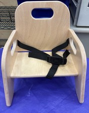 Simple Sitter Low Wood Feeding Chairs Wide No-Tip Base Adjustable Safety Straps