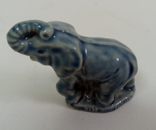 Wade Whimsies Ceramic Blue Elephant’s Noah's Ark Figurine Trunk Up England