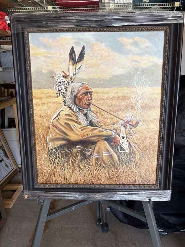 Charles Berry, original oil painting ," peaceful thoughts , native American