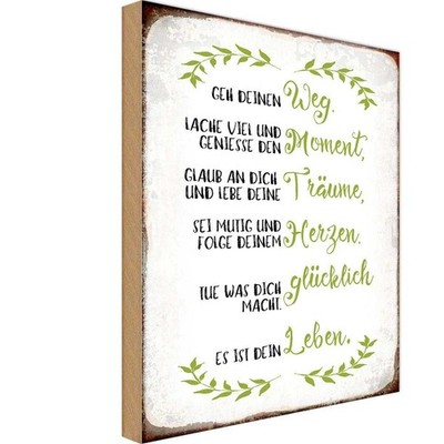 Holzschild 30x20 cm geh deinen Weg lache viel Spruch Zitat Deko Geschenk Holz Sc