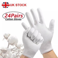 24 pairs, 100% COTTON WHITE GLOVES Moisturising Eczema Butler Beauty ONE SIZE AD