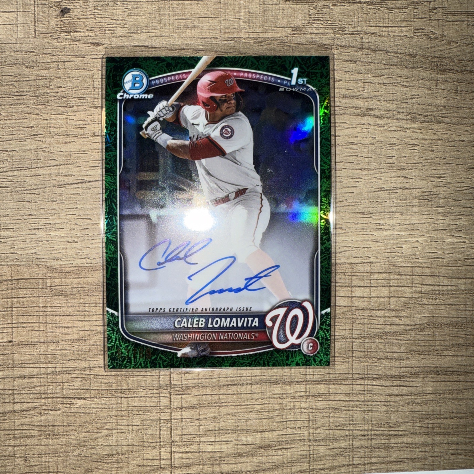 Caleb Lomavita 2025 Bowman Chrome 1st Green Grass Auto /99 #CPA-CLO