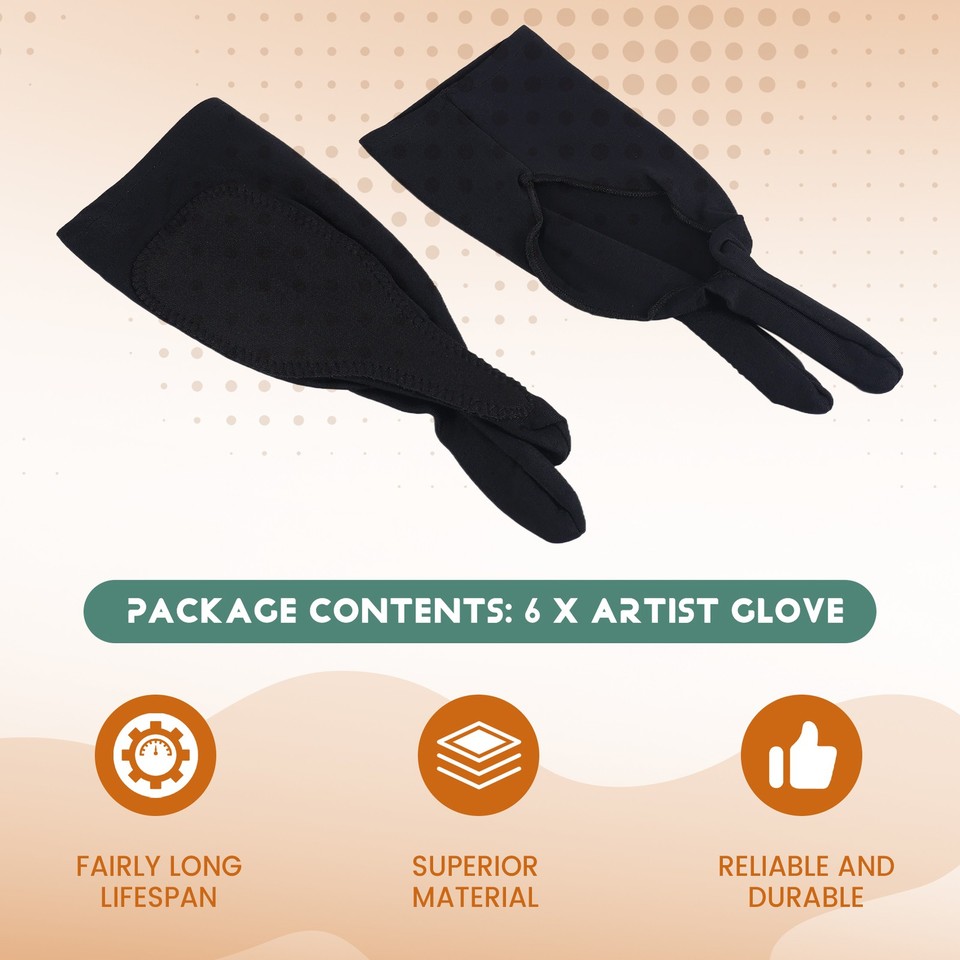 XPPen Artist Drawing Glove 2-Fingers Digital Art Glove For Graphics Drawing Tablet Drawing Glove Right Hand And Left Hand (Size L) Black