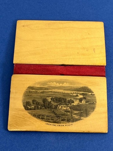 NICE ANTIQUE VICTORIAN SCOTTISH MAUCHLINE WARE SEWING NEEDLE CASE " LOCH TAY " - Picture 13 of 14