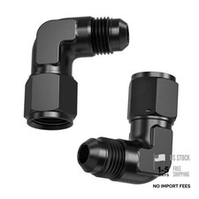 AN Female to AN Male Swivel Flare Union Fitting Adapter, Black 90 /6AN-6AN 2