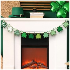 St. Patrick's Day Wooden Banner Garland Decor Vintage Shamrock Hanging Garland..