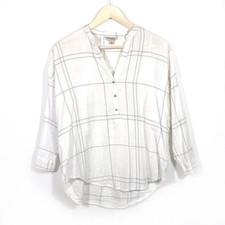 Lucky Brand White Half Button Up Patterned To...