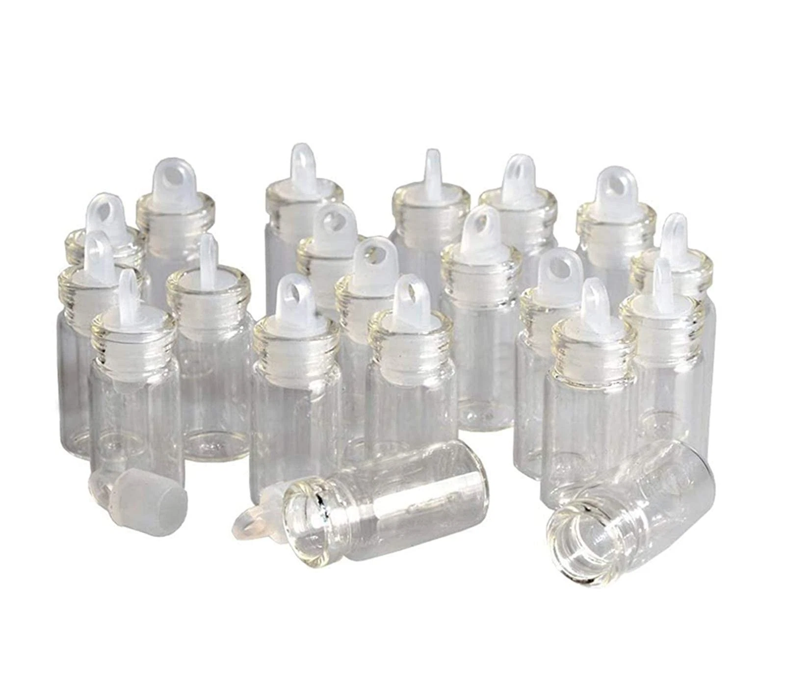 100 Pcs Clear Glass Mini Vials Tiny Jars with Plastic Stopper for DIY Arts Craft