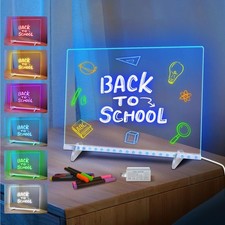 LED Note Board with 7 Colors, Includes Adapter, 13"x10" Led Drawing Board for...