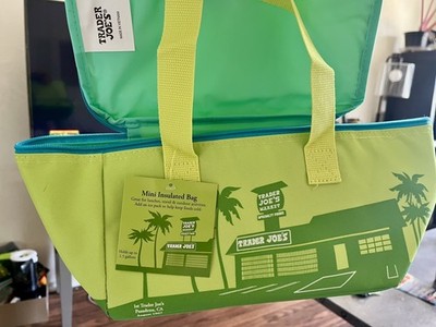 Trader Joes Mini Insulated Tote Bag Lime Green Zipper 2026 Lunch Box New NWT