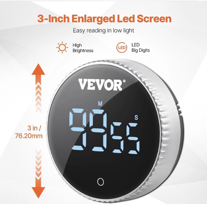 VEVOR Digital Kitchen Timer Magnetic LED Display
