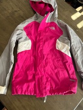 The North Face Hot Pink and Light Gray Hooded Shell Jacket