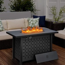 43 Inch Propane Fire Pit Table, Outdoor Fire Pit 50,000 BTU Gas Fire Pit Table, 
